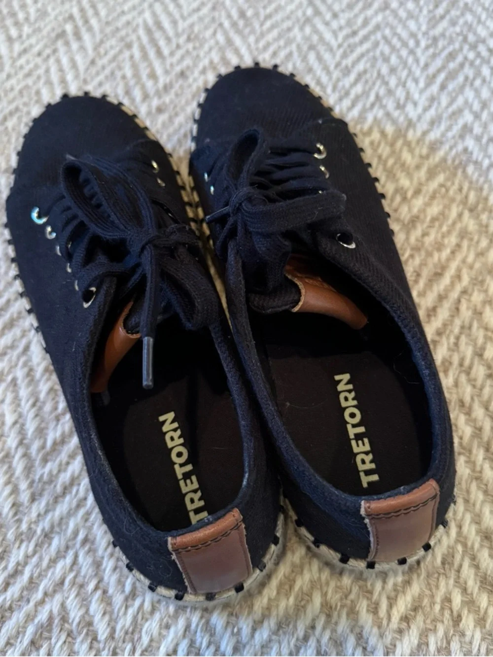 Tretorn Eve Black/Kona Tan Canvas Espadrille Sneakers | Size 8
